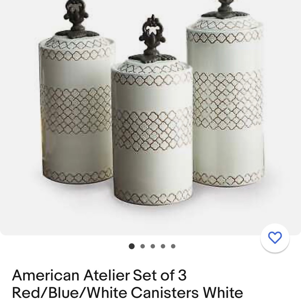 American Atelier set of 3 White Ceramic Canisters